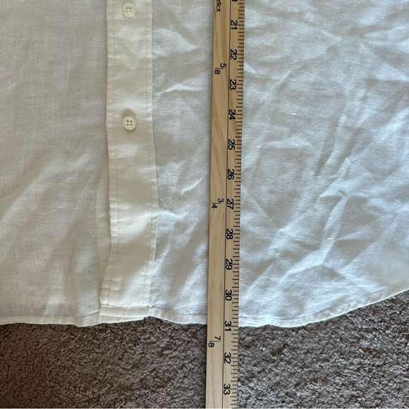 Faconnable 100% Linen Button Down Shirt Mens L Cream Resort Summer - Picture 6 of 10